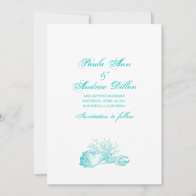 Save The Date Mariage sur la Plage, Épargnez la Date (Devant)