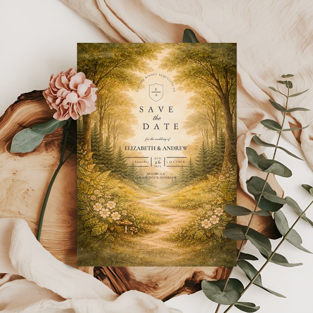 Save The Date Mariage sur le chemin de la forêt enchantée (Créateur téléchargé)