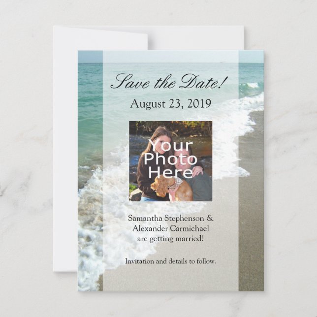 Save The Date Mariage sur une plage panoramique de rêve (Devant)