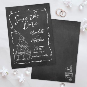 Save The Date Mariage Tableau Noir Dessiné à la Main avec Fantai