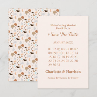 Save The Date Mariage Terrazzo Abstrait Moderne Terreux