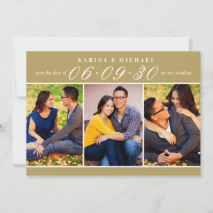 Save The Date Mariage Trois Photos Collage Or Antique