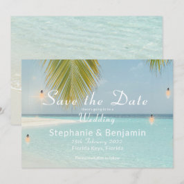Save The Date Mariage Tropical Beach Turquoise Palm Tree