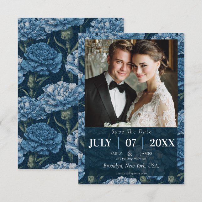 Save The Date Mariage Tropical Classique aux Œillets (Devant / Derrière)