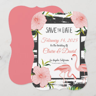 Save The Date Mariage Tropical Flamant Rose