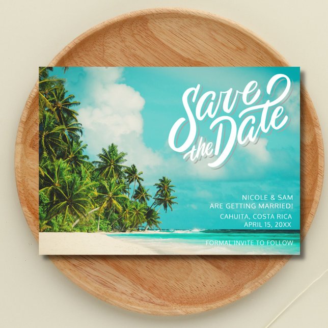 Save The Date Mariage Tropical sur la Plage au Costa Rica - Enre (Costa Rica Tropical Beach Wedding Save The Date)