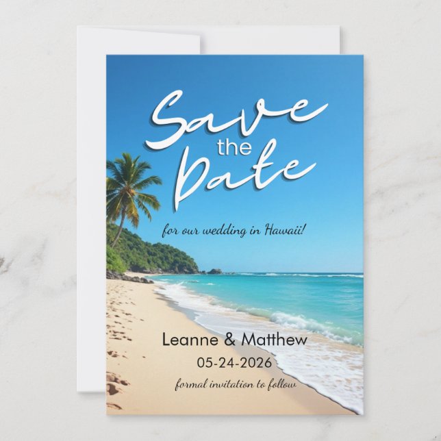Save The Date Mariage Tropical sur la Plage Enregistrez la Date (Devant)