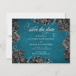 Save The Date Mariage turquoise Rose noir