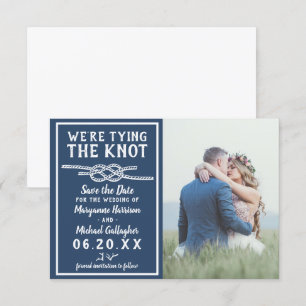 Save The Date Mariage Tying Knot Simple Photo marine