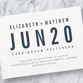 Save The Date Mariage Typographie Moderne + Minimaliste
