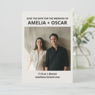 Save The Date Mariage Typographie Moderne Photo Noir Blanc Gras