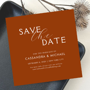 Save The Date Mariage Unique Typographie Élégante Terracotta