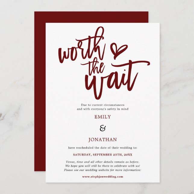Save The Date Mariage vaut le script d'attente Bourgogne (Devant / Derrière)