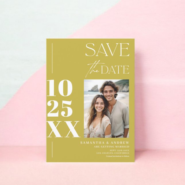 Save The Date Mariage vert chic moderne simple écriture chic (Modern chic simple bold script lime green wedding save the date)