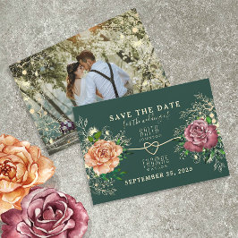Save The Date Mariage vert émeraude or floral
