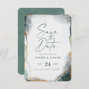 Save The Date Mariage vert Ethérée Abstrait Eucalyptus