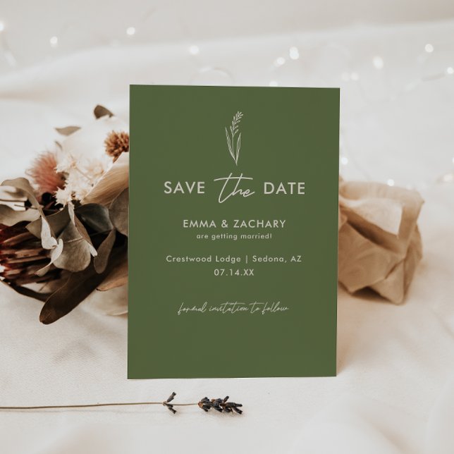 Save The Date Mariage vert olive minimal (Créateur téléchargé)