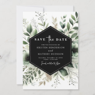 Save The Date Mariage vert simple Boho Watercolor Sage