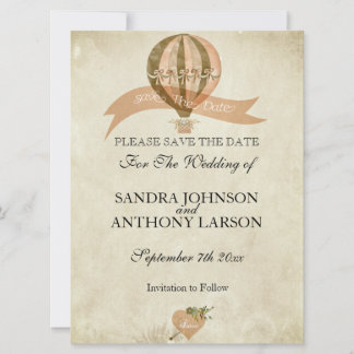 Save The Date Mariage vintage À Ballons À Air Chaud Enregistrer 