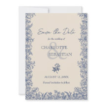 Mariage vintage à la frontière botanique bleue