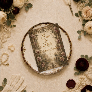 Save The Date Mariage Vintage aux Orchidées Envoûtantes