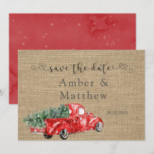 Mariage vintage De Camion Rouge Enregistrer Les Ca