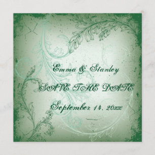 Save The Date Mariage vintage de feuilles de défilement vert Enr