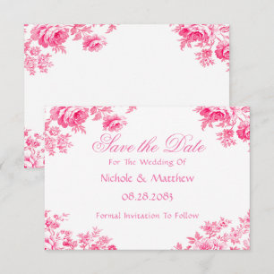 Save The Date Mariage vintage de fleurs de toile rose