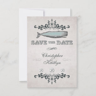 Save The Date Mariage vintage de la plage de baleine victorienne