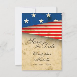 Save The Date Mariage Vintage Drapeau Américain Patriotique