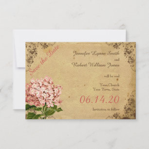 Save The Date Mariage vintage Hydrangea Enregistrer la date
