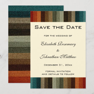 Save The Date Mariage vintage, Motif des rayures d'automne chaud