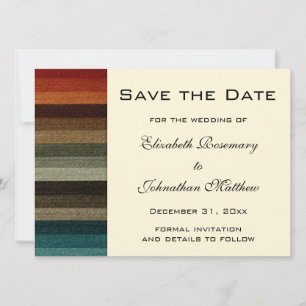 Save The Date Mariage Vintage, Motif Rayures Chaudes d'Automne