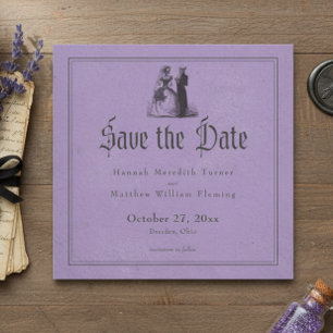 Save The Date Mariage Violet Toile Gothique Vintage Noir