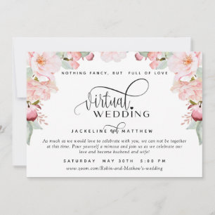 Save The Date Mariage virtuel en ligne, Flore rose pâle