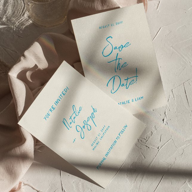 Save The Date Mariage Whimsical rétro rétro écrit à la main (Créateur téléchargé)