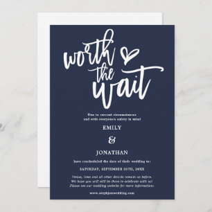 Save The Date Mariage Worth the Wait Script Navy White