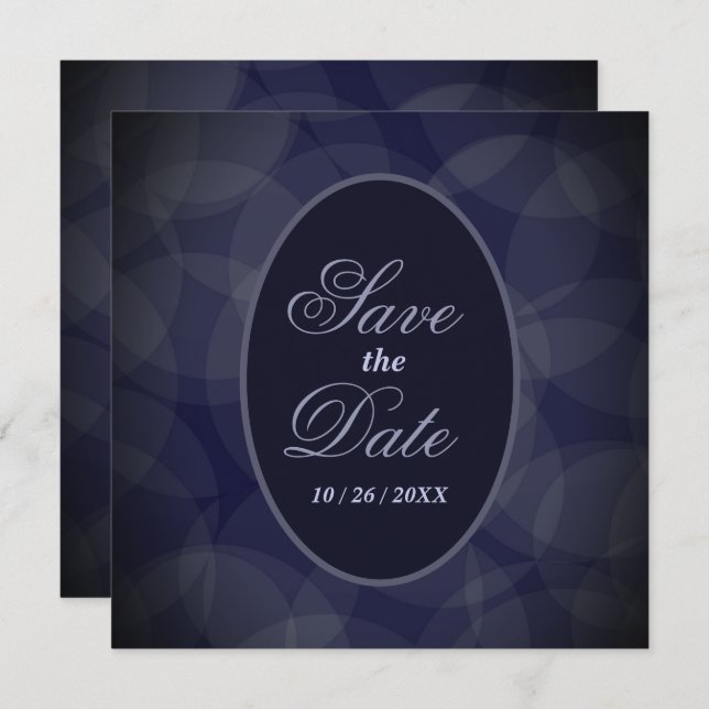 Save The Date Marine Bleu Bokeh Mariage Enregistrer La Date (Devant / Derrière)