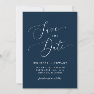 Save The Date Marine bleu moderne minimal