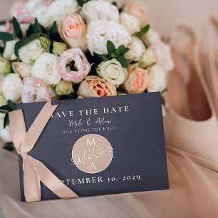 Save The Date Marine Blue Blush Mariage moderne
