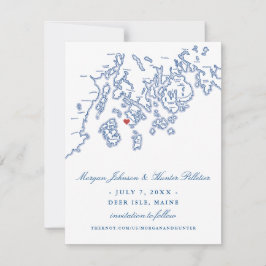 Save The Date Marine Blue Deer Isle Maine Aragosta Mariage éléga