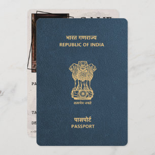 Save The Date Marine Blue India Passport Enregistrer La Date