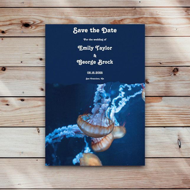 Save The Date Marine Blue Sous-Marine Jellyfish Mariage nautique (Créateur téléchargé)