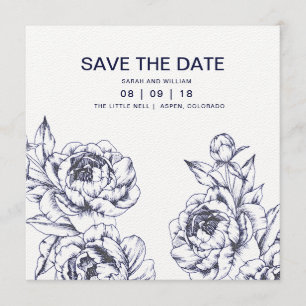 Save The Date Marine Peony Simple Enregistrer la date