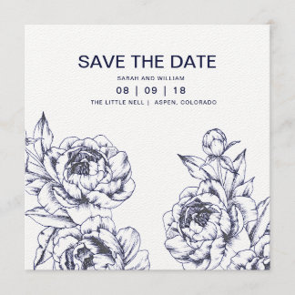 Save The Date Marine Peony Simple Enregistrer la date