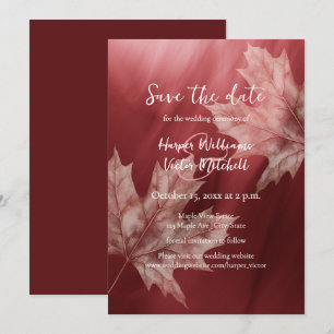 Save The Date maroon feuille mariage de automne