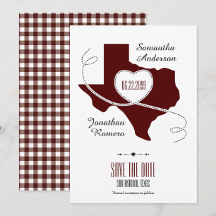 Save The Date Maroon Texas Curling Ribbon Enregistrer la date