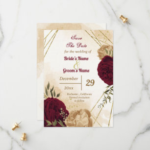 Save The Date Maroon vert beige or botanique