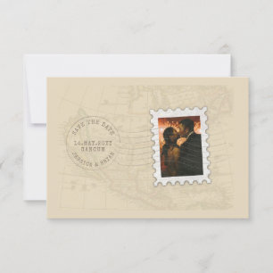 Save The Date Marque postale et timbre photo Voyage Enregistrer 