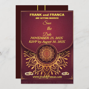 Save The Date Marques à skis Mandala Calligraphic Script uniqu